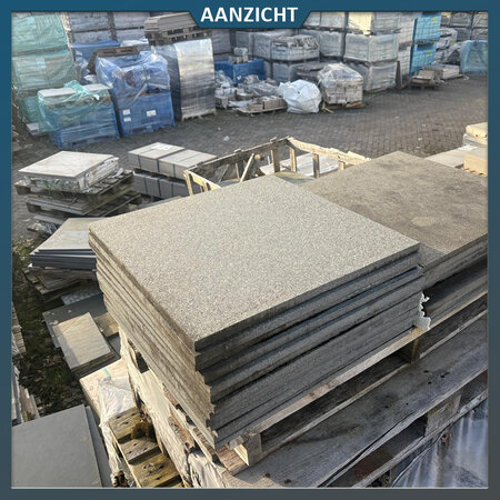 Natuursteenvoordelig Graniet tuintegel Yet Black Satino 60x60x2 cm