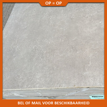 Natuursteenvoordelig Keramische tuintegel Pietra Warm Grey 90x90x5 cm