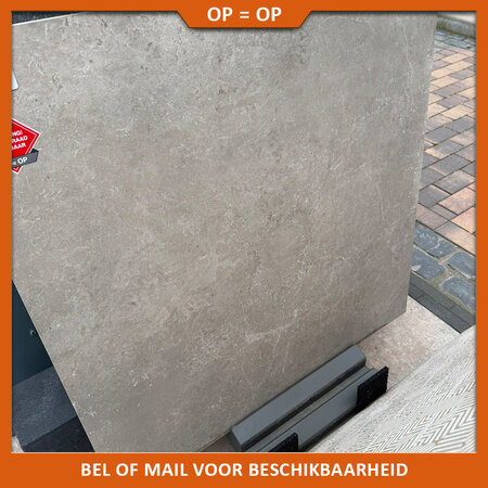 Natuursteenvoordelig Keramische tuintegel Pietra Warm Grey 90x90x5 cm