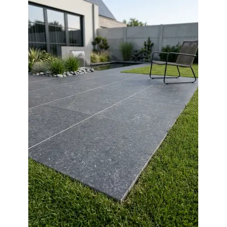 Natuursteenvoordelig Keramische tuintegel 80x80x2 Hardsteen Look Donker | OP=OP