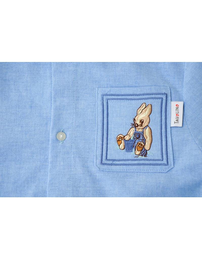 Tavolino Zauberhaftes Kinder-Nachthemd mit niedlicher Häschen-Applikation aus Chambray-Stoff