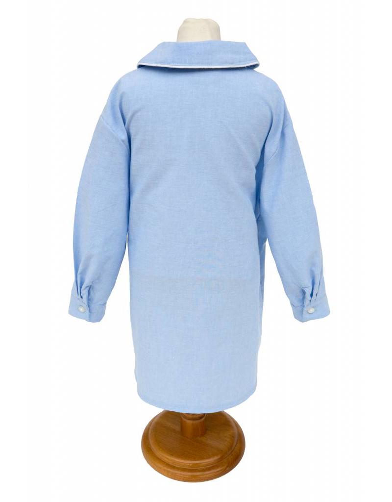 Tavolino Enchanting Kids' Nightdress with Adorable Bunny Appliqué in Chambray Fabric