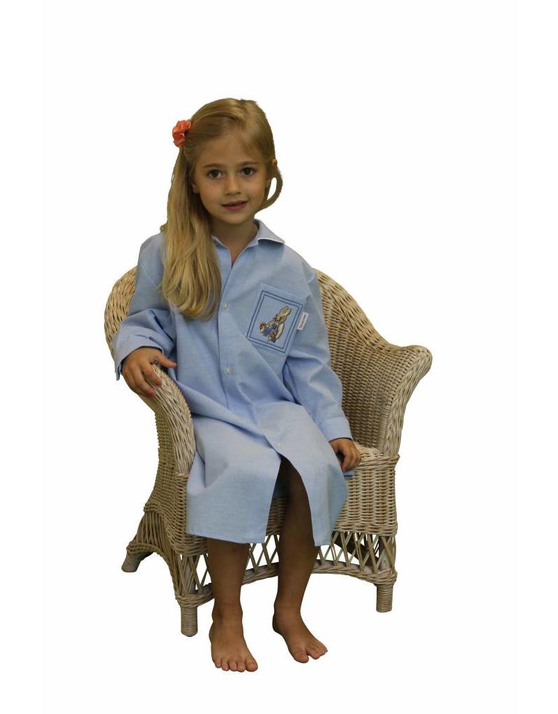 Tavolino Enchanting Kids' Nightdress with Adorable Bunny Appliqué in Chambray Fabric