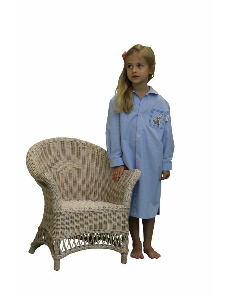 Tavolino Enchanting Kids' Nightdress with Adorable Bunny Appliqué in Chambray Fabric