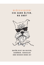LETTERART - Grafik Werkstatt Feiern Sie mit Stil: Humorvolle Geburtstagskarte mit einem coolen Hund mit Sonnenbrille