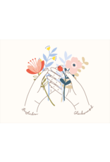 LETTERART - Grafik Werkstatt Glückwunschkarte: "Selbstgepflückter Blumenstrauß in zarten Händen"