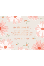 LETTERART - Grafik Werkstatt Geburtstagskarte: Blumenwiese - Genieße deine Zeit