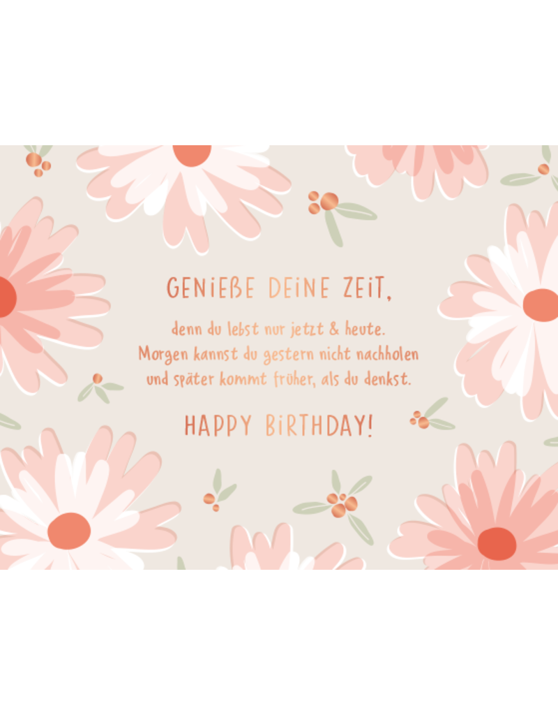 LETTERART - Grafik Werkstatt Birthday Greeting Card: Flower Meadow - Enjoy Your Time