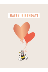 LETTERART - Grafik Werkstatt Birthday Greeting Card: Happy Birthday - Bee with Heart Balloons