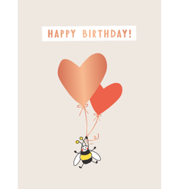 LETTERART - Grafik Werkstatt Geburtstagskarte: Happy Birthday - Biene mit Herz-Ballons