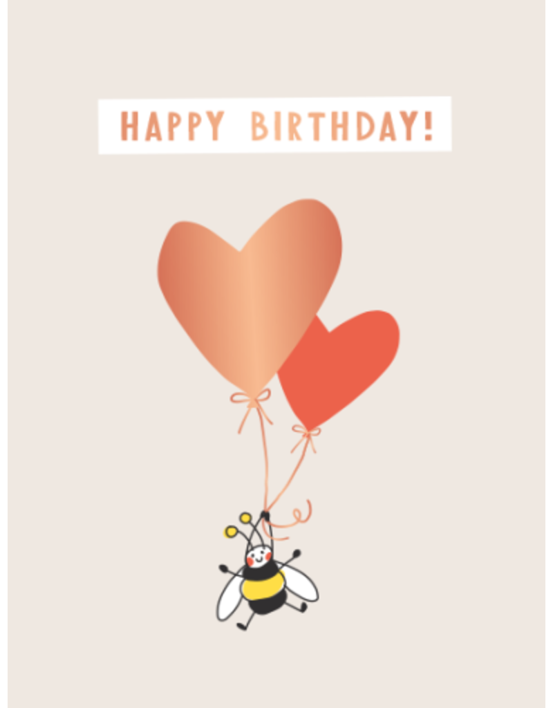 LETTERART - Grafik Werkstatt Geburtstagskarte: Happy Birthday - Biene mit Herz-Ballons