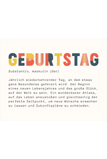 LETTERART - Grafik Werkstatt Geburtstagskarte: Lexikonartikel "Geburtstag"