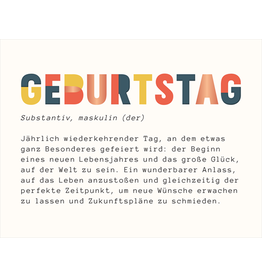 LETTERART - Grafik Werkstatt Geburtstagskarte: Lexikonartikel "Geburtstag"