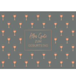 LETTERART - Grafik Werkstatt Birthday Greeting Card: Wine Glasses