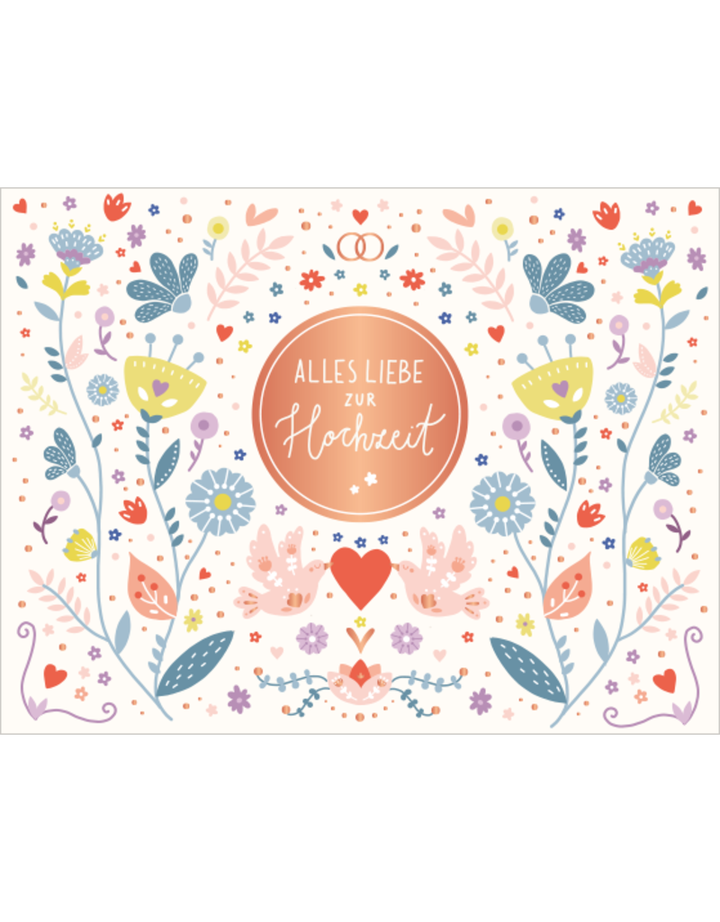 LETTERART - Grafik Werkstatt Hochzeitskarte: Alles Liebe, mit Blumen