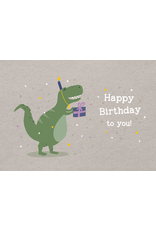 LETTERART - Grafik Werkstatt Humorvolle Geburtstagskarte: Glückwunsch mit Party-Dino