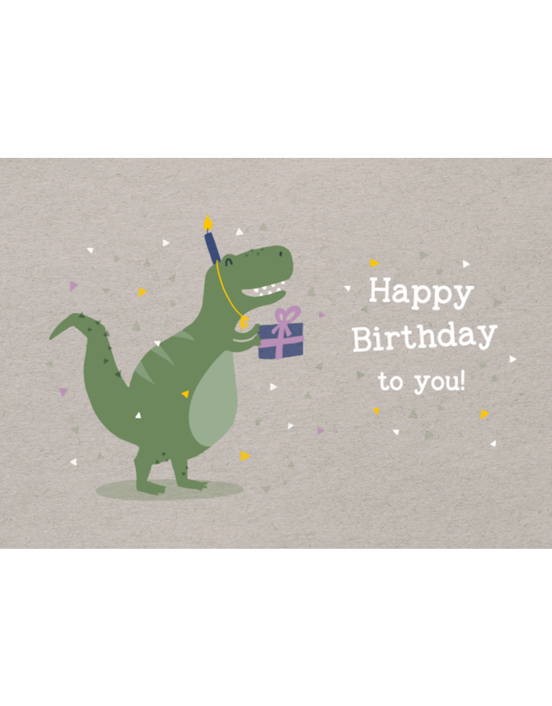 LETTERART - Grafik Werkstatt Humorvolle Geburtstagskarte: Glückwunsch mit Party-Dino