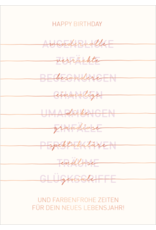 LETTERART - Grafik Werkstatt Birthday Greeting Card: Happy Birthday und farbenfrohe Zeiten