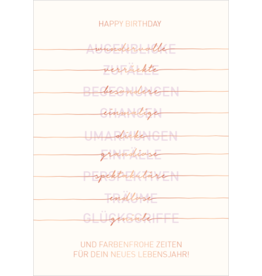 LETTERART - Grafik Werkstatt Geburtstagskarte: Happy Birthday und farbenfrohe Zeiten