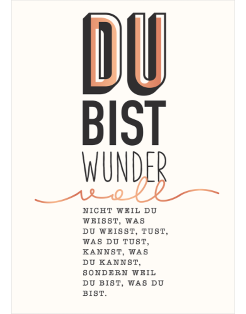 LETTERART - Grafik Werkstatt Geburtstagskarte: Du bist wundervoll