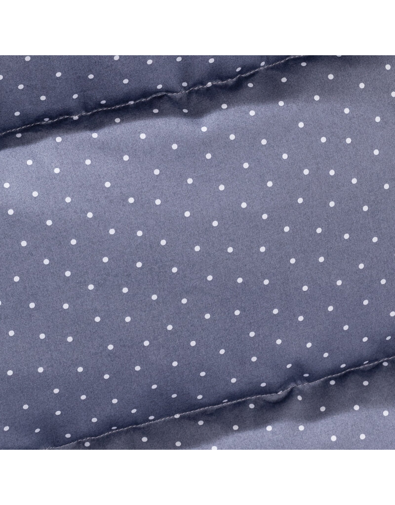 Tavolinchen Down sleeping bag with a fine polka dot pattern made from luxurious Schlossberg fabric