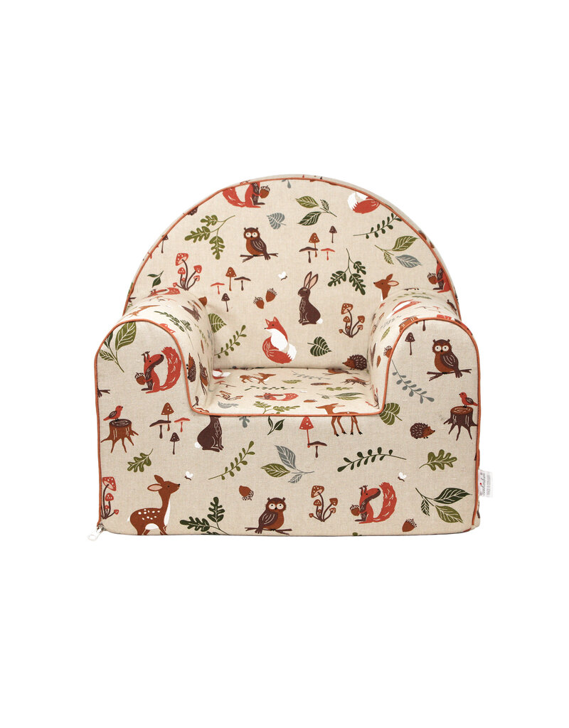 Tavolinchen Colorful children's armchair "Autumn Friends" design, removable and washable cover, ideal for playrooms, perfect for reading and play