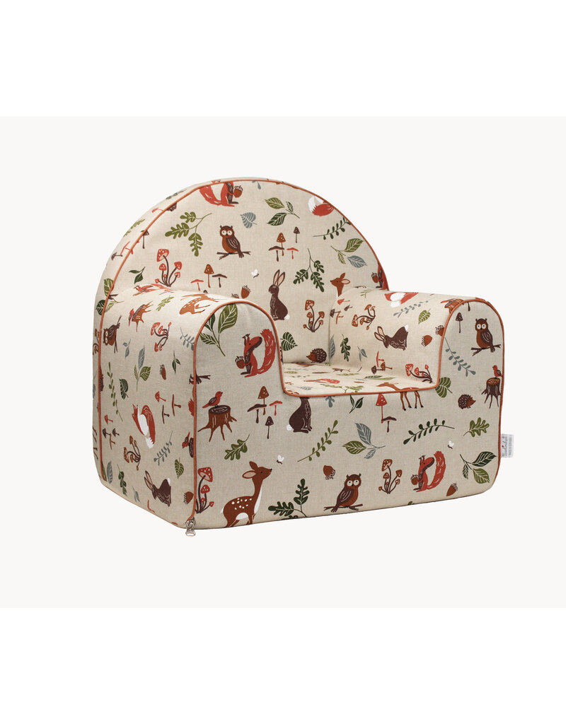 Tavolinchen Colorful children's armchair "Autumn Friends" design, removable and washable cover, ideal for playrooms, perfect for reading and play