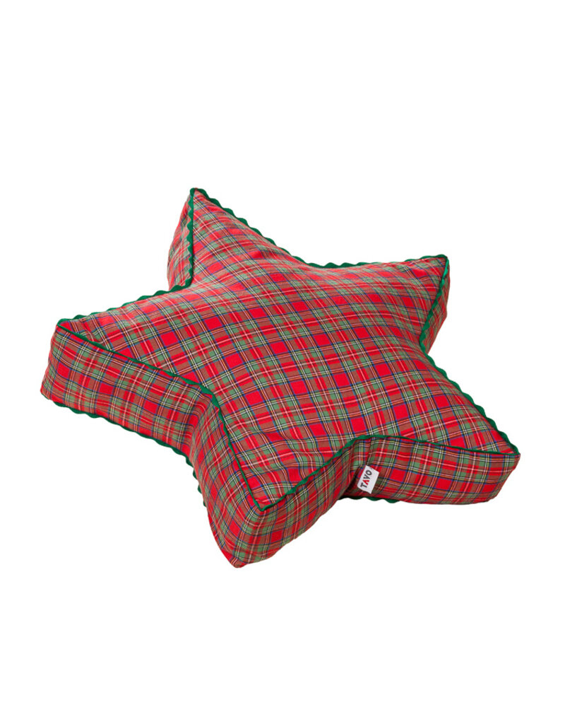 TAVO Star Pillow "Christmas Plaid" ★ festive star shape with checkered pattern