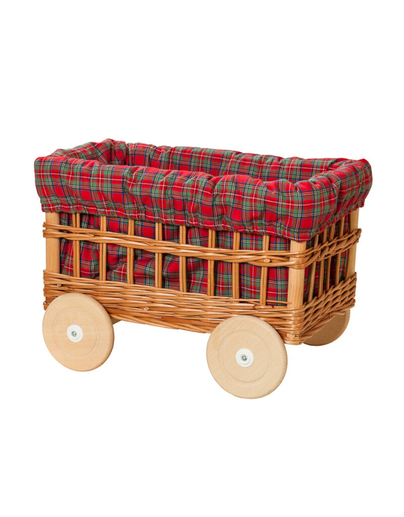 Tavolinchen Viereckwagen "Weihnachts Karo" – Holzspielzeug mit Karomuster für Kinder