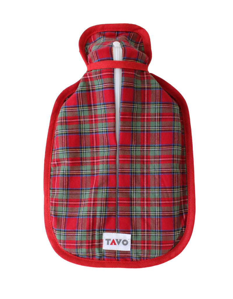 TAVO Hot water bottle – "Christmas plaid" hot water bottle in festive plaid