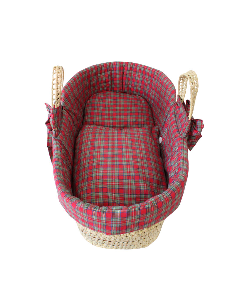 Tavolinchen Moses Basket with Mattress – "Christmas Plaid" with festive plaid design and cozy, supportive mattress for the holiday season
