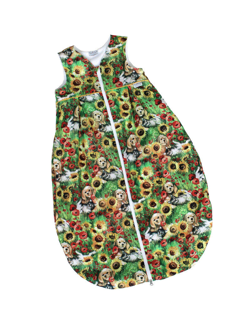 Tavolinchen Frottierschlafsack "Herald mit Freund" – Weicher Babyschlafsack mit buntem Hundemotiv für Frühling und Sommer
