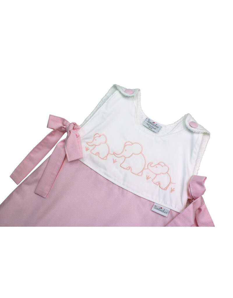 Tavolinchen Terry sleeping bag "Elephant family" – cotton baby sleep sack with delicate embroidery