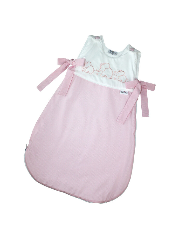 Tavolinchen Terry sleeping bag "Elephant family" – cotton baby sleep sack with delicate embroidery