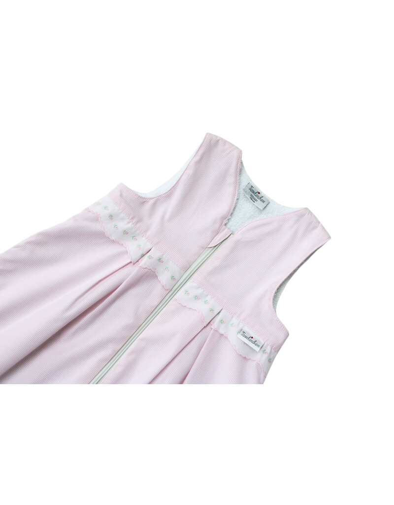 Tavolinchen Frottierschlafsack „Boluda Streifen“ mit zarter Bordüre – rosa oder hellblau, weich & atmungsaktiv