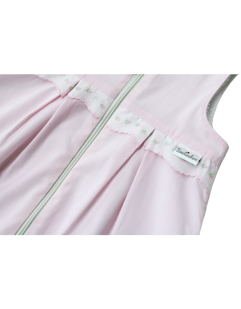 Tavolinchen Frottierschlafsack „Boluda Streifen“ mit zarter Bordüre – rosa oder hellblau, weich & atmungsaktiv