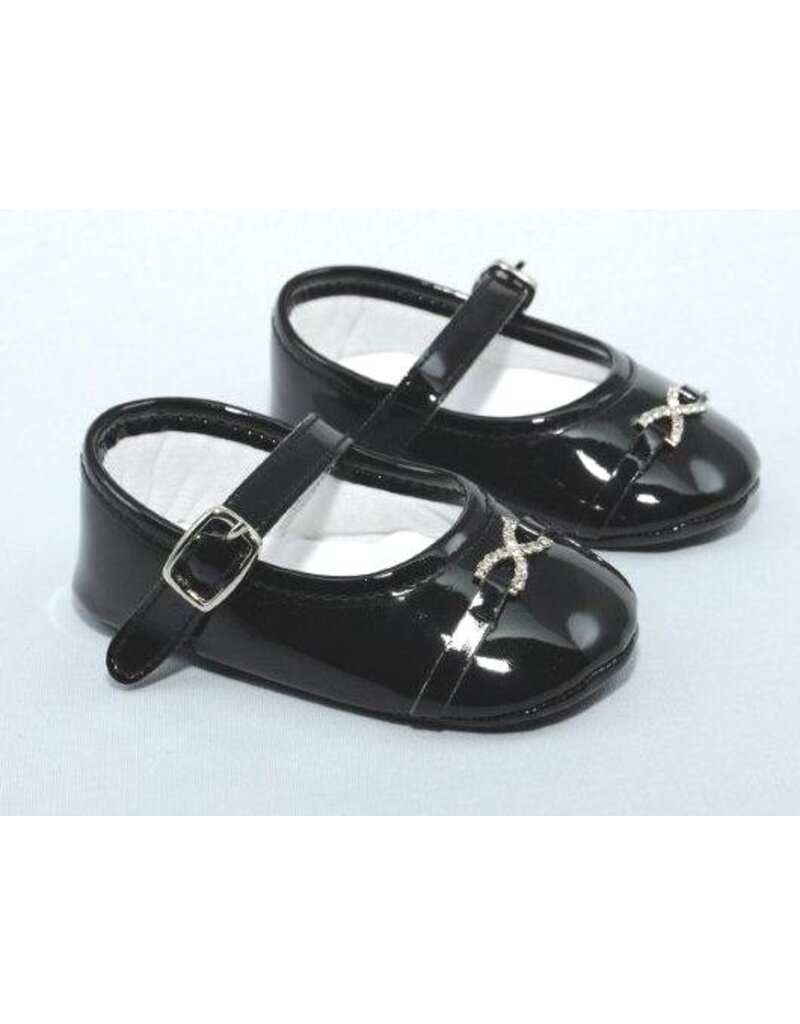 Baby shoes in patent leather look with decorative bow – festive & comfortable