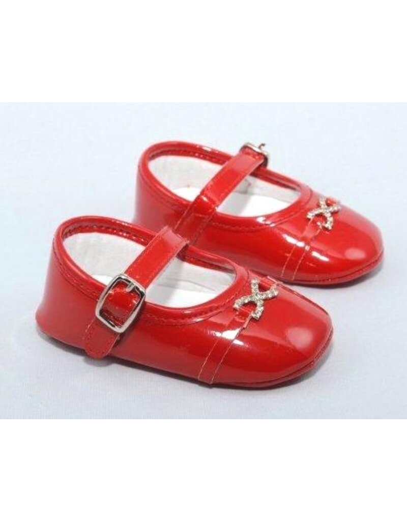 Baby shoes in patent leather look with decorative bow – festive & comfortable