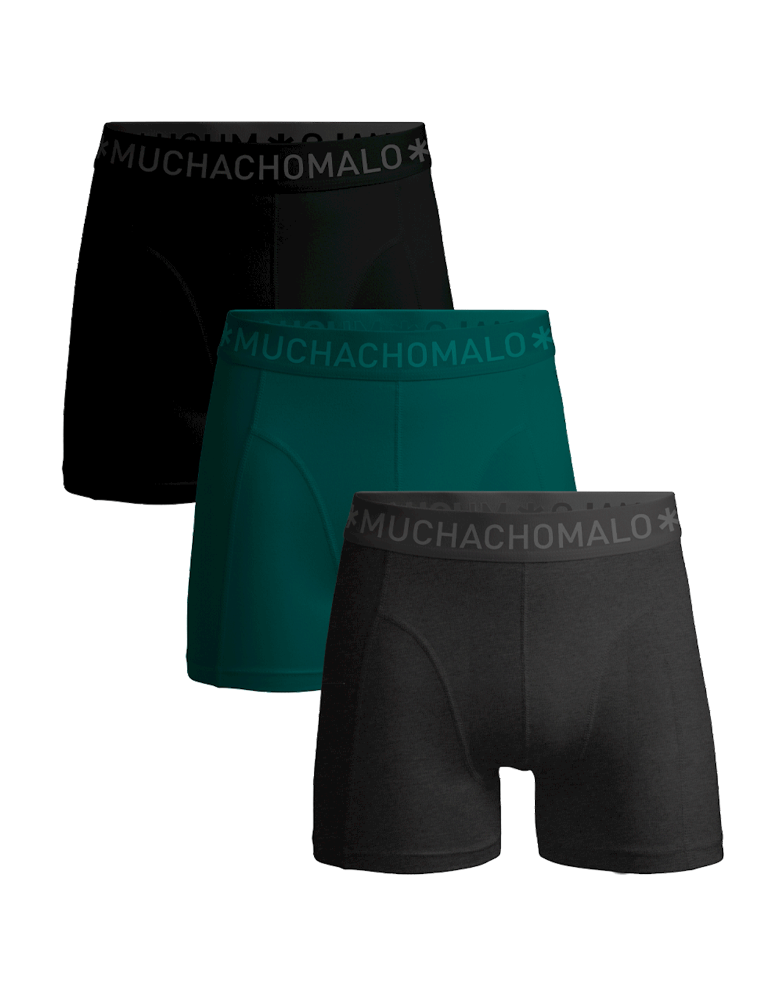 Muchachomalo Boxershort 3-pack SOLID010-598J - black/green/grey