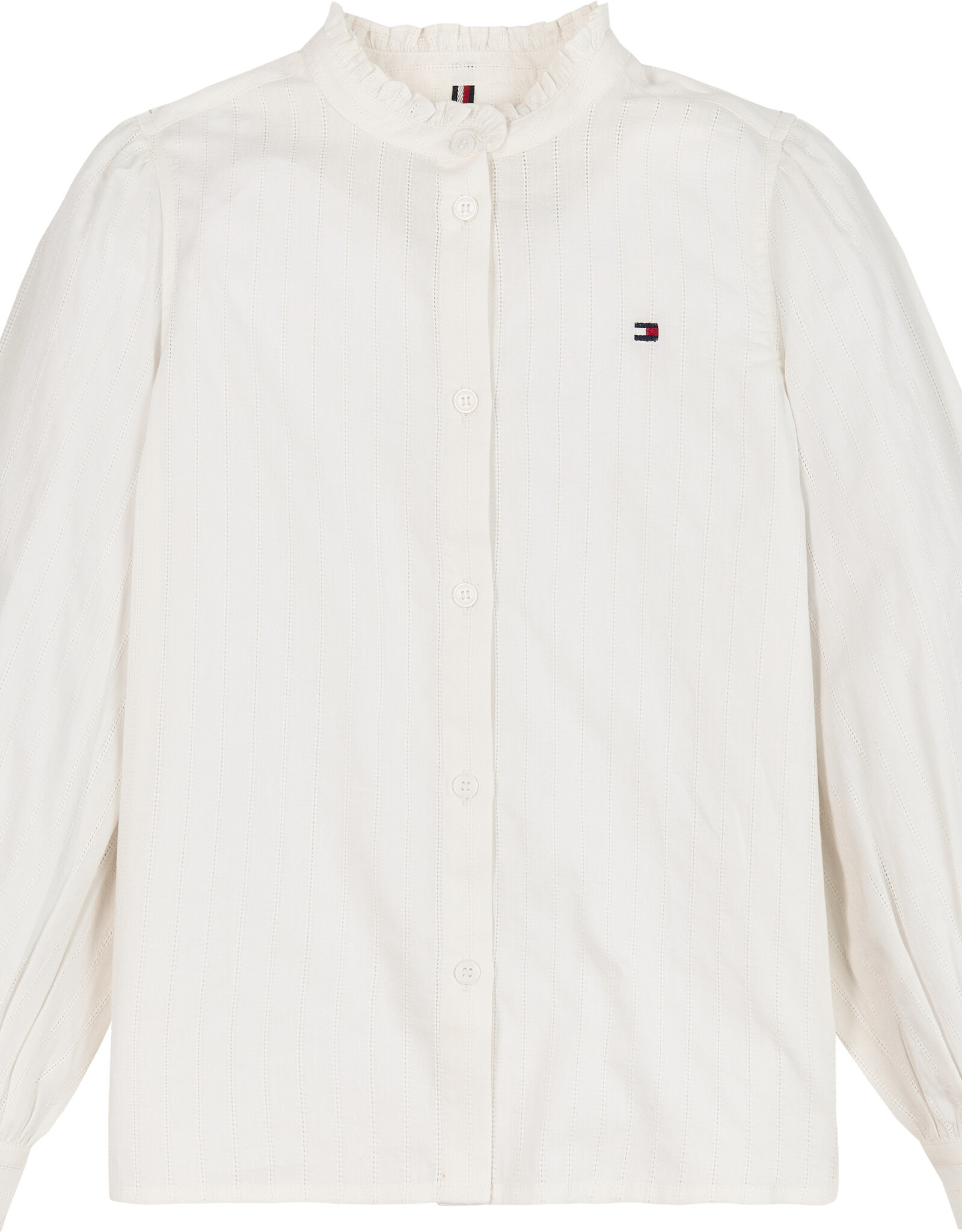 Tommy Hilfiger Ladder Lace Frill Shirt KG0KG07620YBH - Ancient White