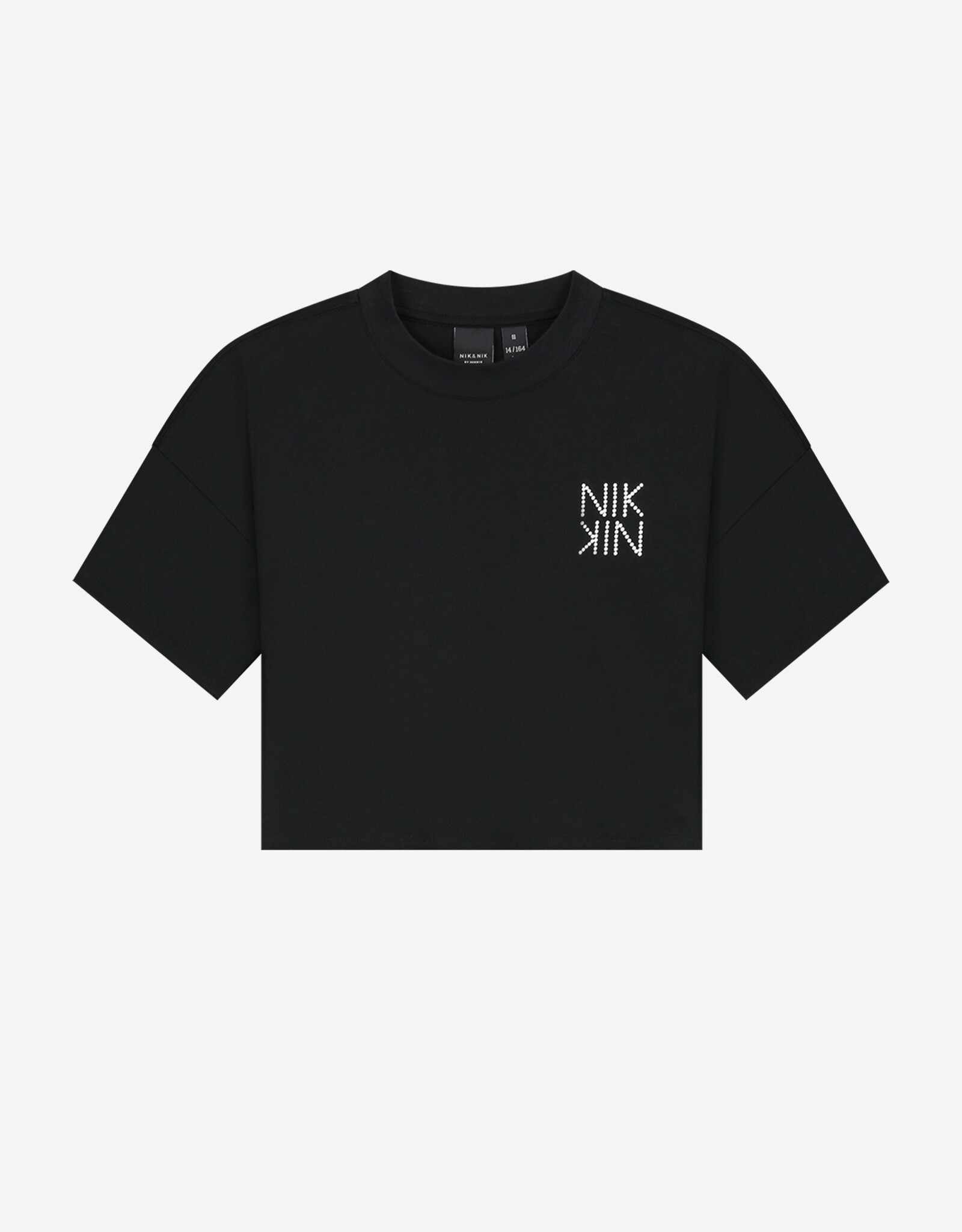 Nik & Nik T-Shirt Strass logo - zwart