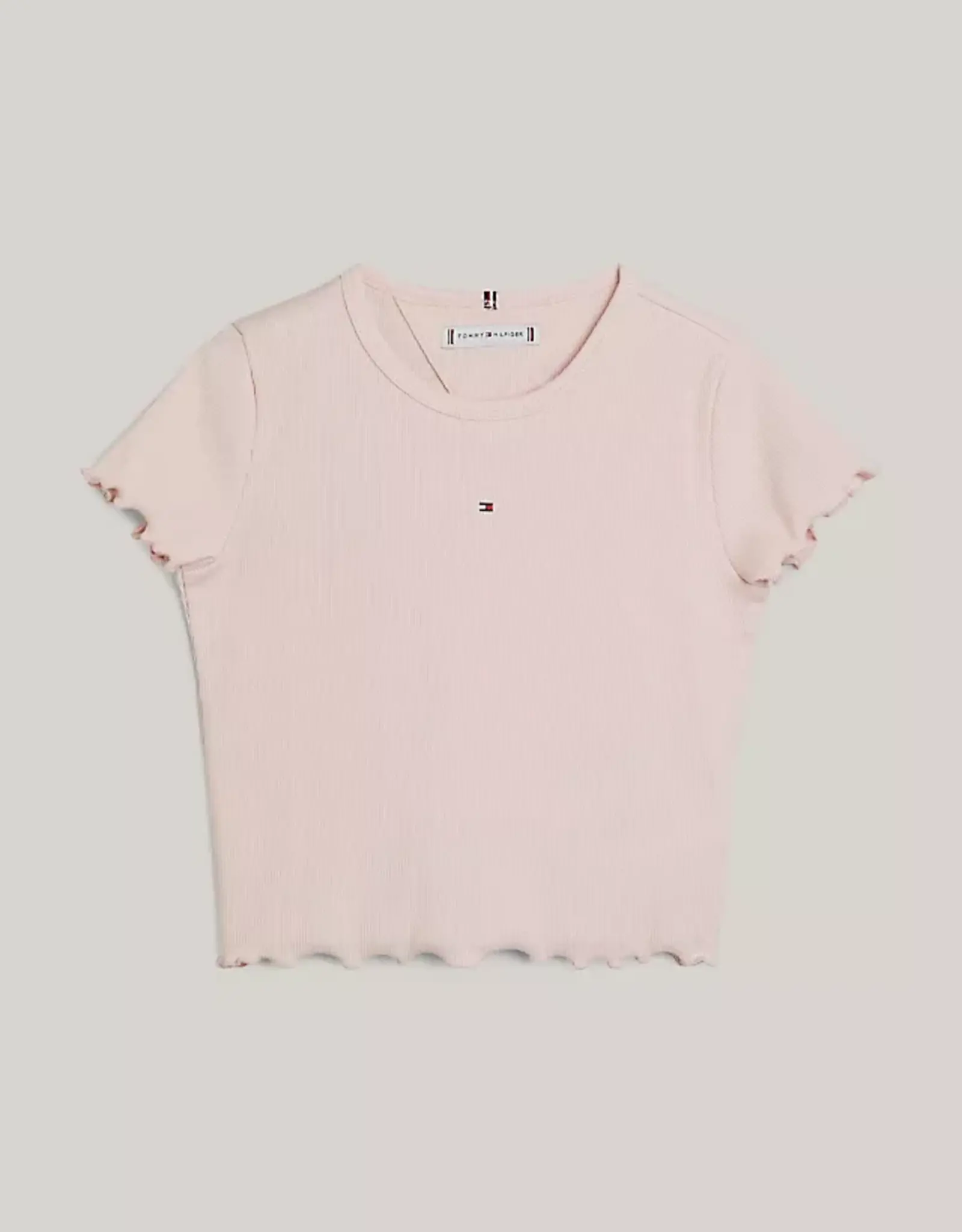 Tommy Hilfiger T-shirt KG0KG08138TJQ - ESSENTIAL RIB TOP S/S - roze
