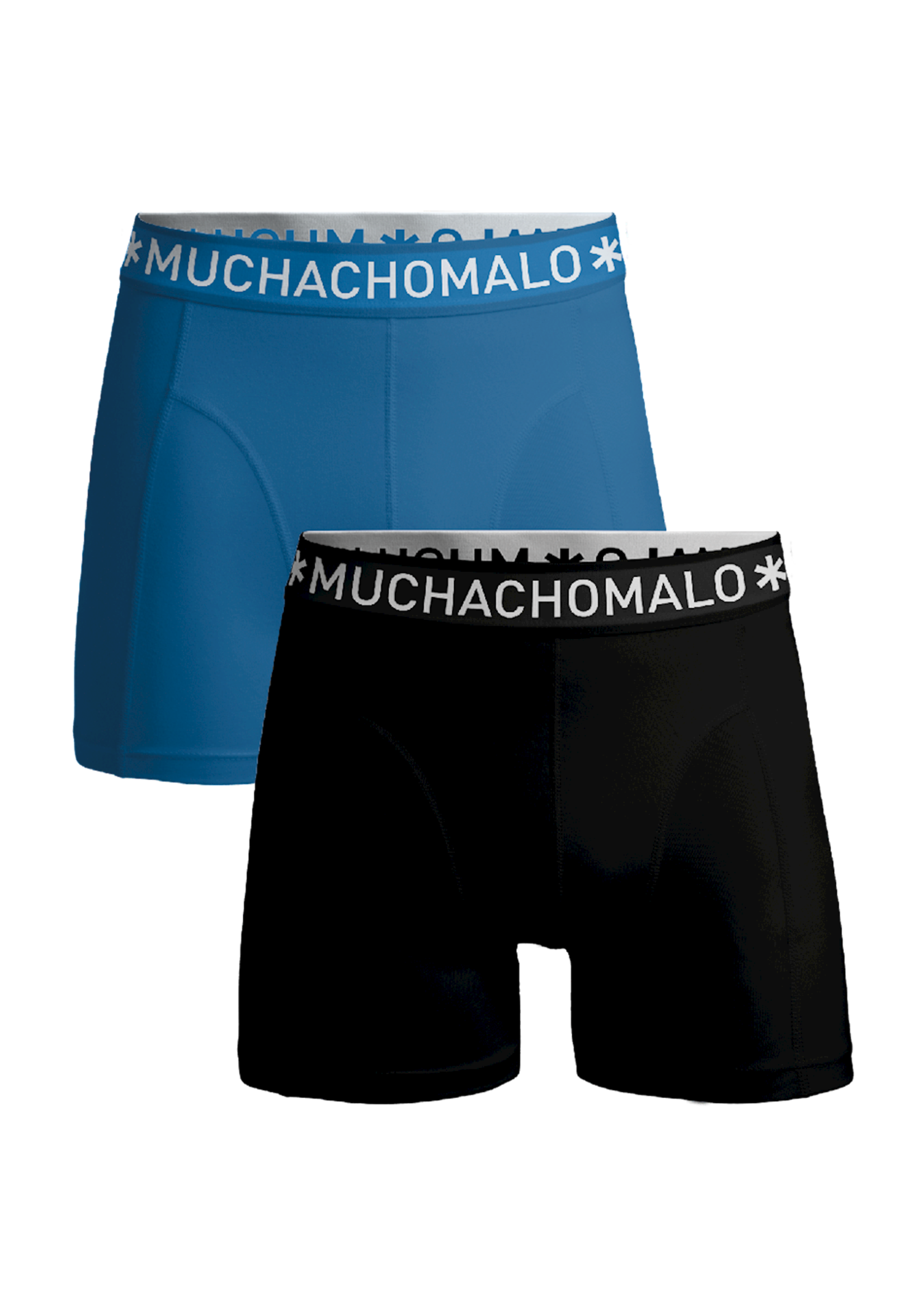 Muchachomalo Boxershort 2-pack solid1010-610j - zwart+blauw