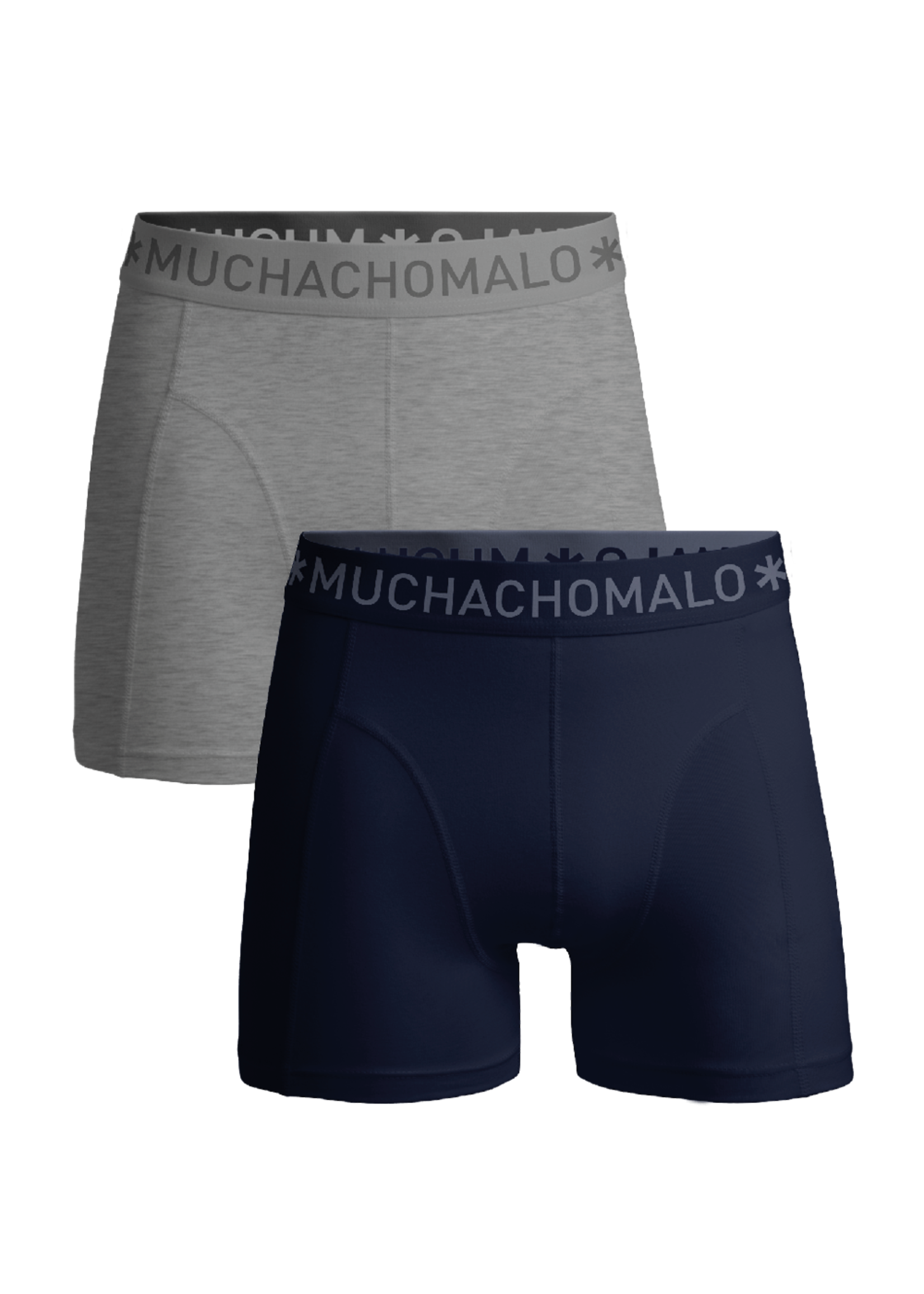Muchachomalo Boxershort 2-pack solid1010-668j - blue/grey melange