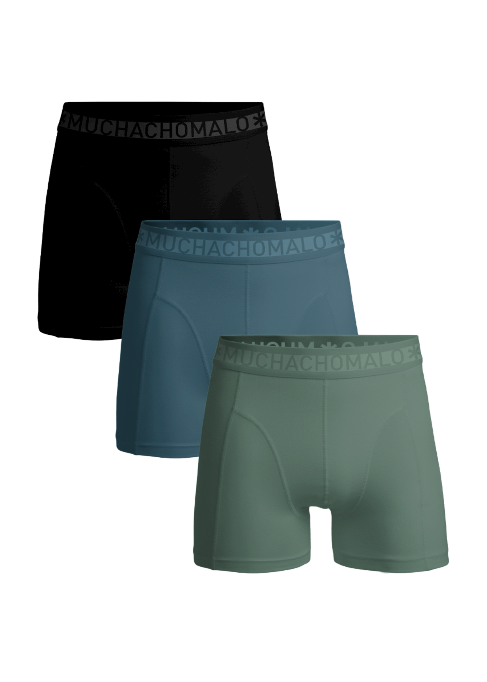 Muchachomalo Boxershort 3-pack SOLID1010-663j - green/blue/black