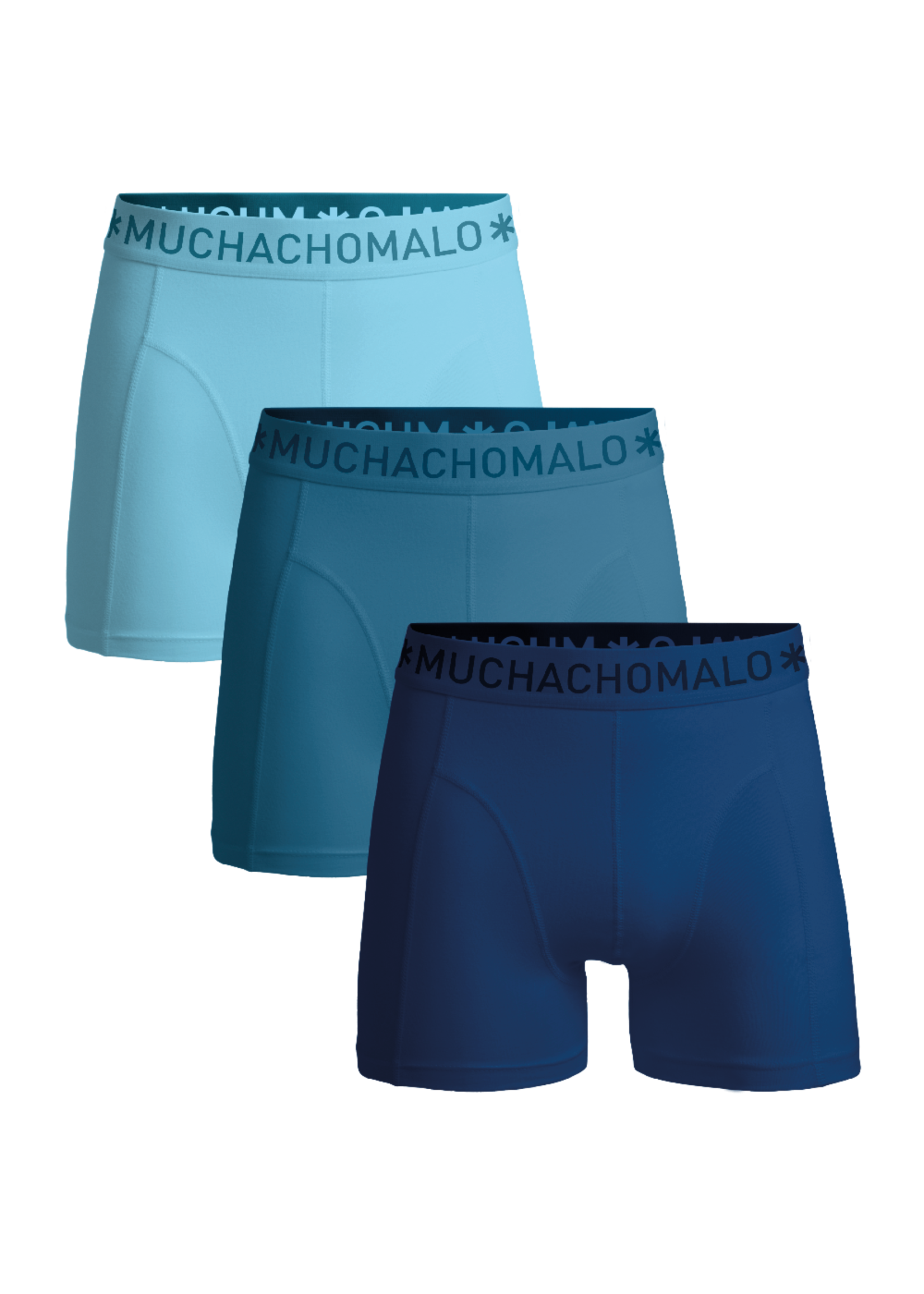 Muchachomalo Boxershort 3-pack SOLID1010-681j - blue/blue/blue