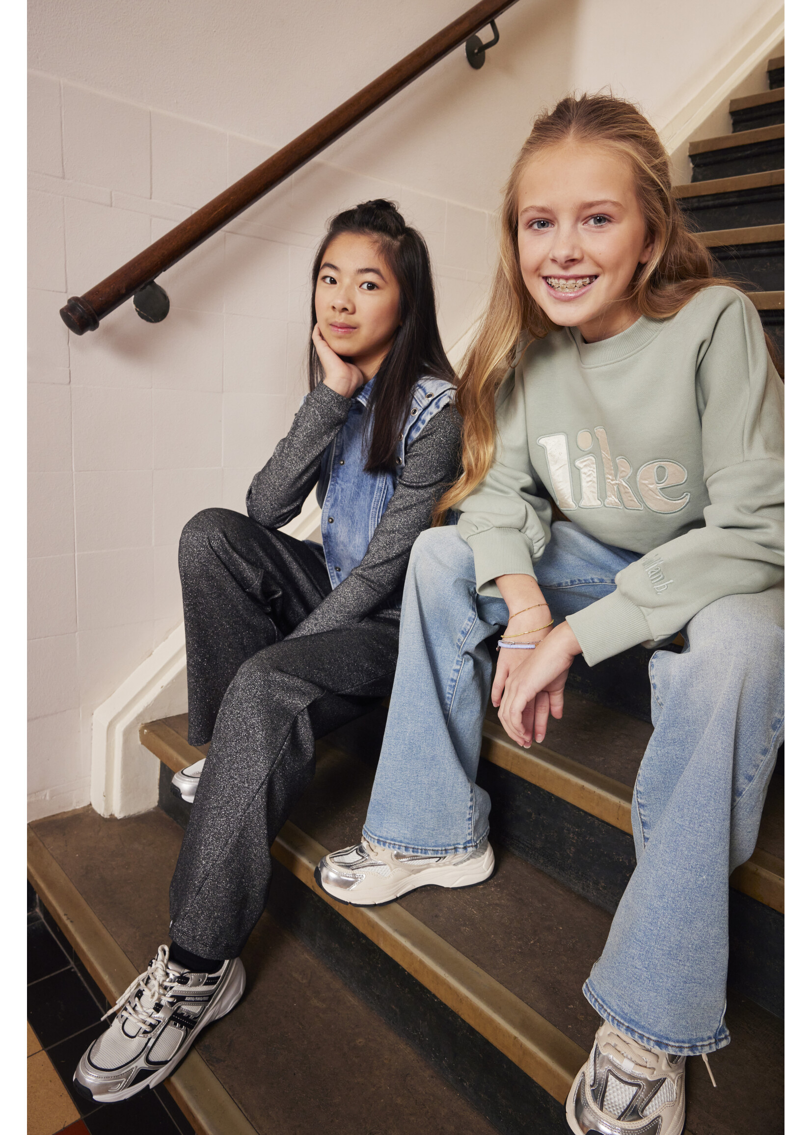 Indian blue jeans Broek metallic 970526 - zwart