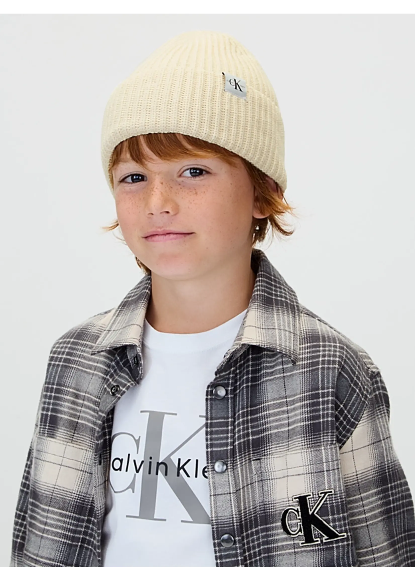 Calvin Klein Beanie / Muts IU0IU00440BEH - MONOGRAM RIB - ecru
