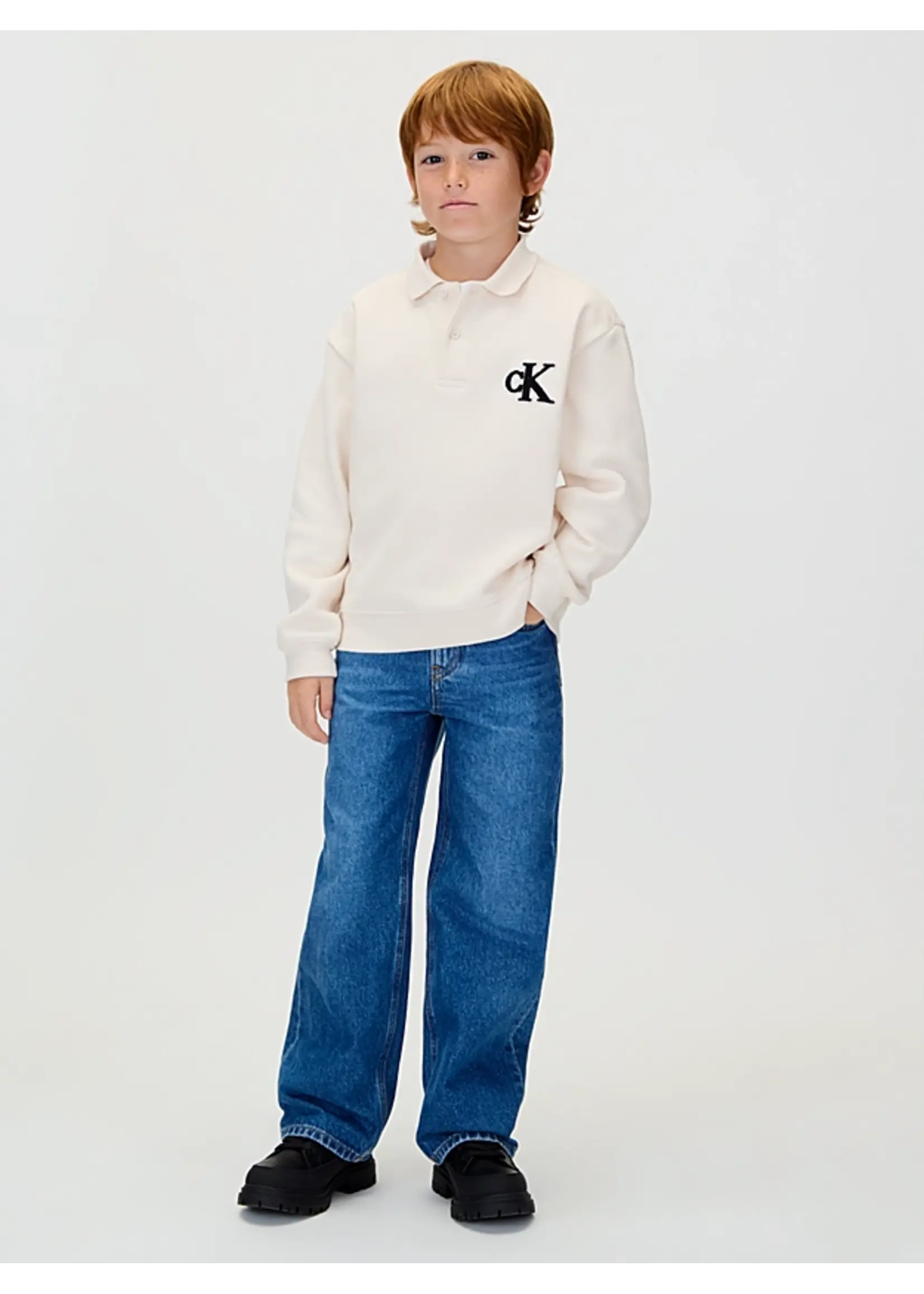 Calvin Klein Trui IB0IB02574PGB - BONDED PIQUE TOWEL MONO POLO CN - grijs