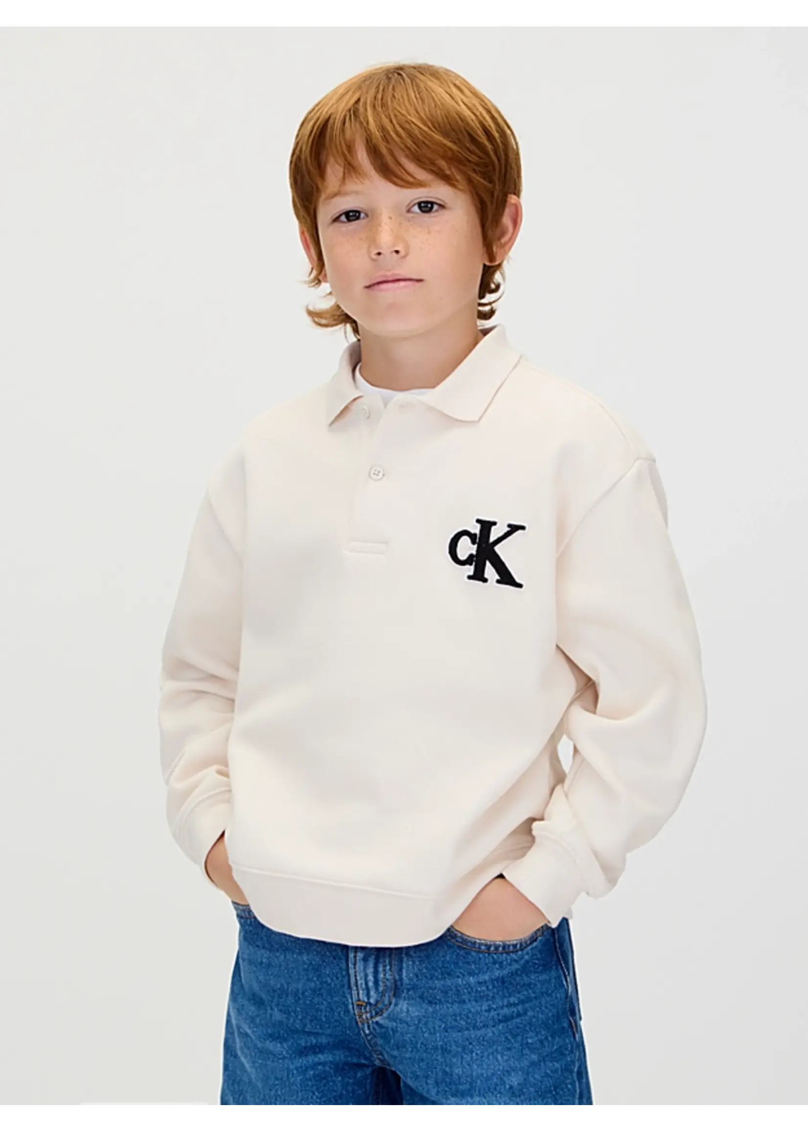 Calvin Klein Trui IB0IB02574PGB - BONDED PIQUE TOWEL MONO POLO CN - grijs